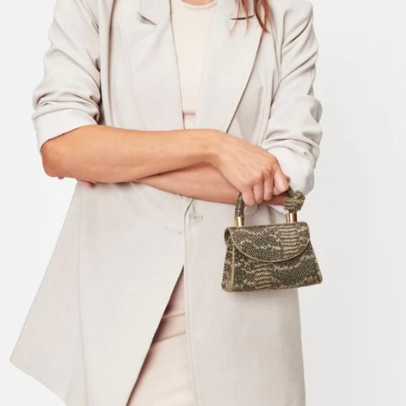 Brand NWOT Moda Luxe Anna Crossbody Mini Purse in Green Snake Print - Picture 6 of 15